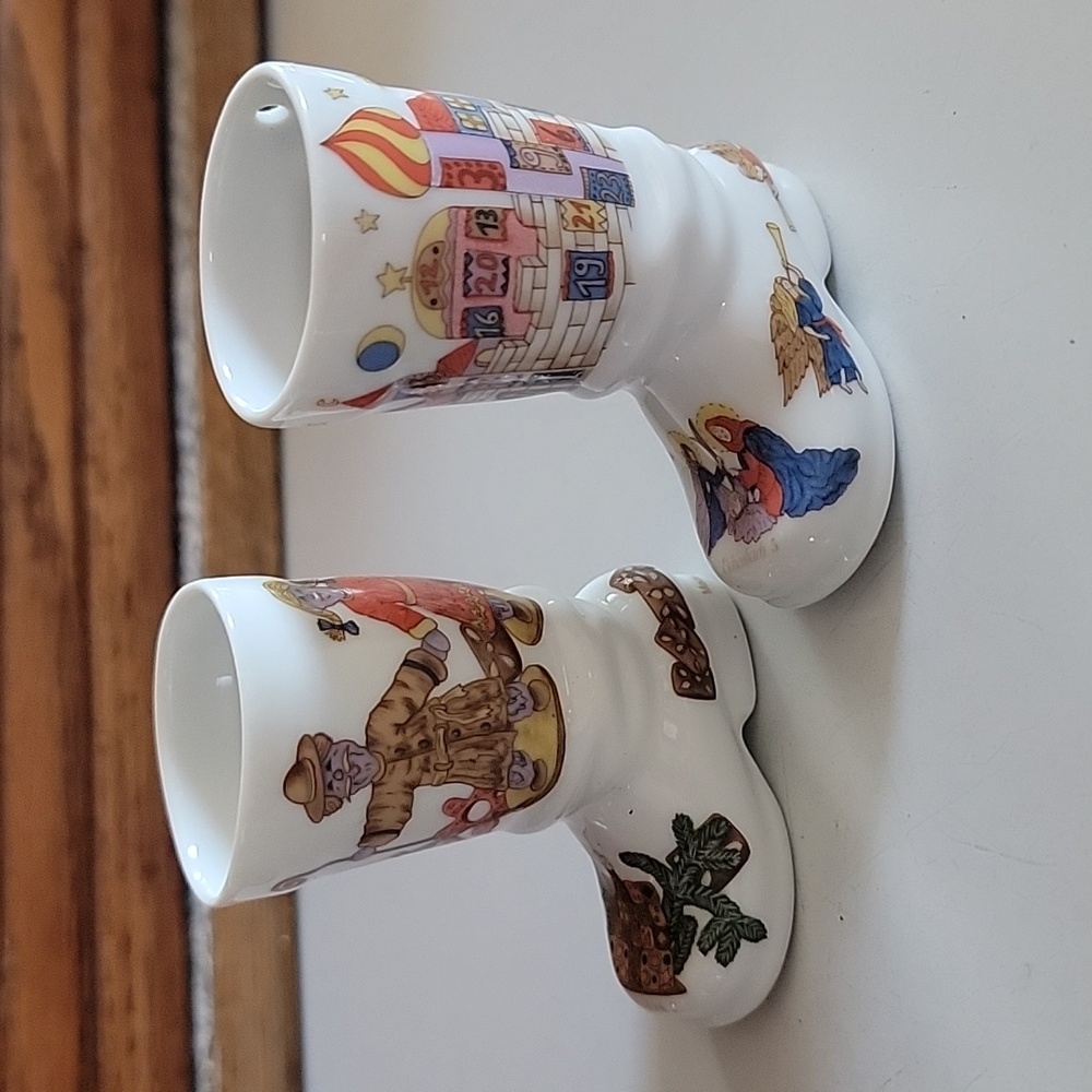 Vintage 90s Eschenbach German Porcelain Boot Ornaments 2 Piece